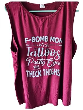 F-Bomb Mom With Tattoos Pretty Eyes Thick Thighs Tank Top 2X